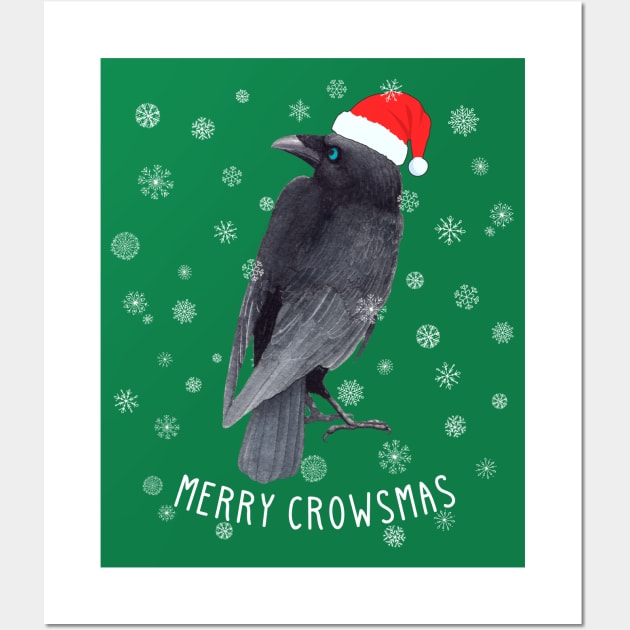 Funny "Merry Crowsmas" Christmas Crow & Snow Wall Art by Pine Hill Goods